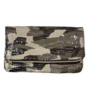 Stella & Dot Sequin Camouflage Fold Over Clutch‎ Handbag